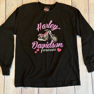 Harley Davidson Forever girls size M long sleeve shirt motorcycle sparkle